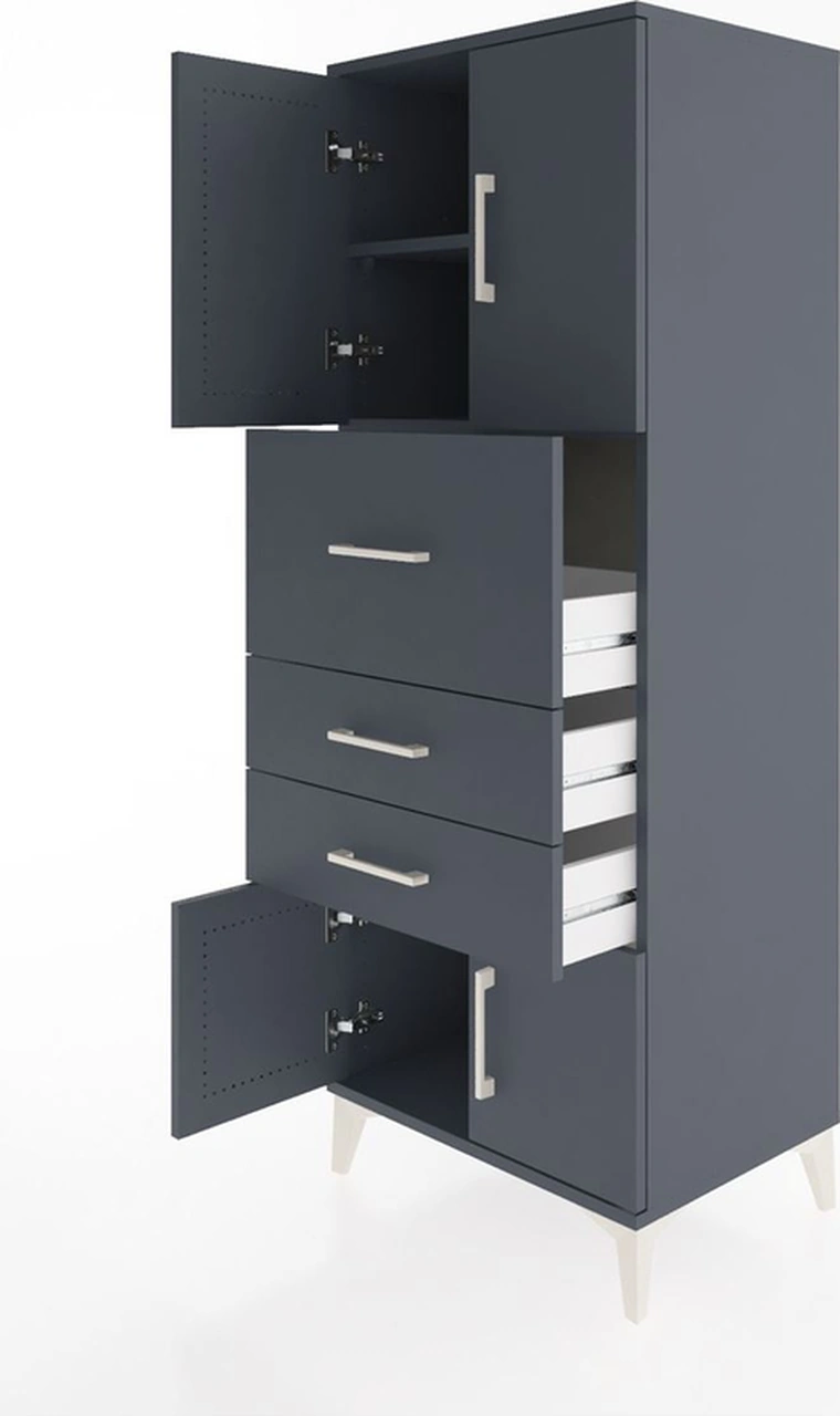 Hyperion Dolap 2 Raflı 3 Çekmeceli 4 Kapaklı 60x44x163 Antras... Antrasit Hyperion Dolap 2 Raflı 3 Çekmeceli 4 Kapaklı 60x44x163 Antras... Antrasit