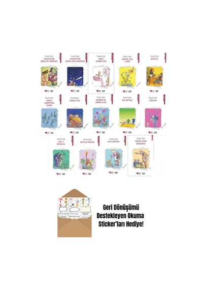 Roald Dahl 14 Kitap Set + Okuma Sticker'ları