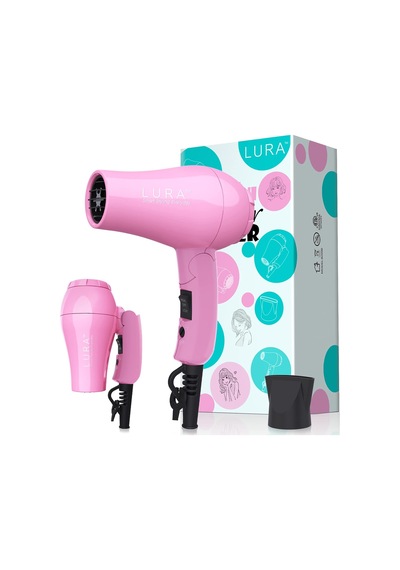 Taşınabilir Seyahat Saç Kurutma Makinesi, Mini Hafif, Çift Voltajlı Fön Makinesi, 1200 W, Katlanır Saplı, Tek Yo