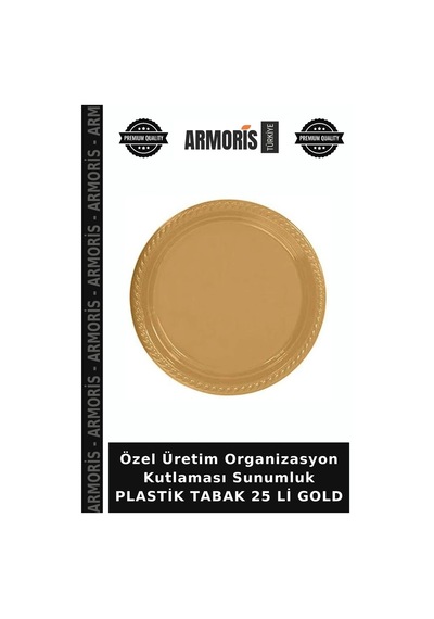 Özel Üretim Organizasyon Kutlaması Sunumluk Plastik Tabak 25 Li Gold