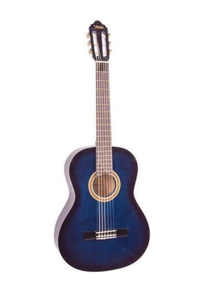 Valencia Vc101tbus 1/4 Klasik Gitar - Mavi Sunburst Başlangıç Seviyesi Sap Ayar Çeliği Truss Rod , 4-6 Yaş Grubu İçin İdeal Boyut, Parlak Mavi Bitiş Ve Konforlu Çalım
