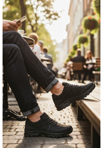 Khayt Herbert Su Ve Soğuk Dayanıklı Rahat Kaymaz Taban Erkek Kadın Kışlık Sneaker Ayakkabı Black