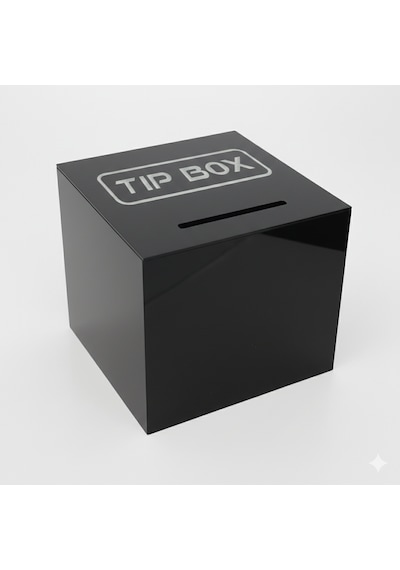 Kilitli Pleksi Masa Üstü Tip Box Bahşiş Kutusu Siyah 14x14xh13 Cm 1
