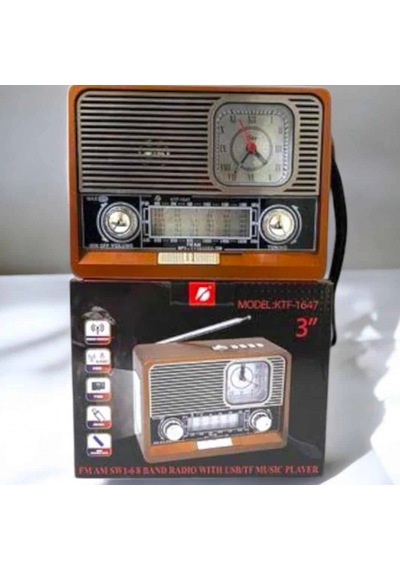 Retro Ahşap Görünümlü Bluetooth 5.0 Radyo Fm/am/sw, Usb, Sd Kart, Aux Ve Fener