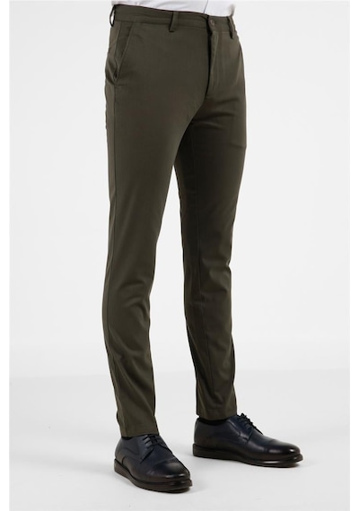 İmza Haki Yan Cep Düz Paça Pamuklu Slim Fit Chino Casual Pantolon 1003255165 Haki