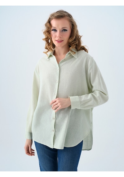 Loose Fit Kadın Gömlek U.kol Mint Yeşili