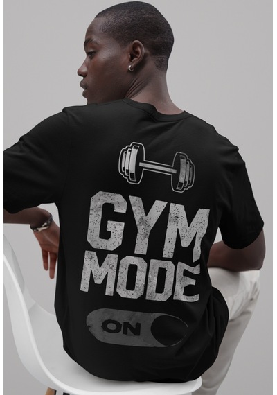 Gym Mode On Bodybuilding Fitness Sırt Baskılı Unisex Oversize Spo Siyah