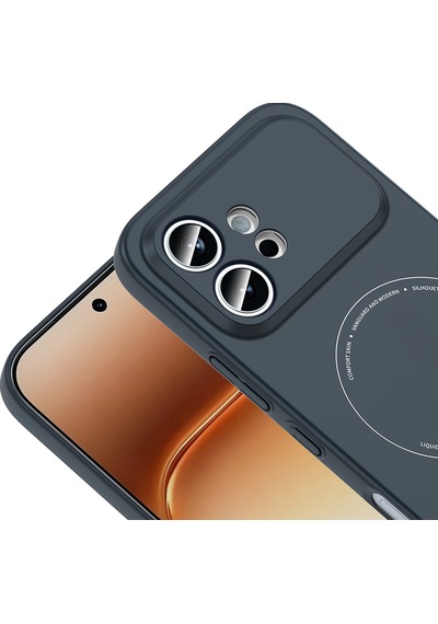 Maks Technology Honor 600 5g Kılıf M-safe Şarj Özellikli Kamera Korumalı Mkst Elio Sert Pc Kapak - Lacivert