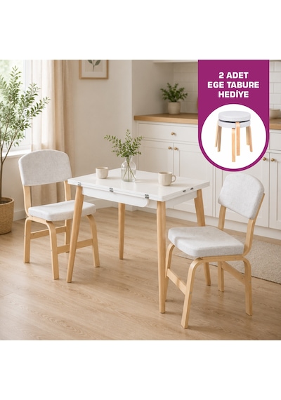 Vilinze Ege Sandalye Avanos Ahşap Mdf Mutfak Masası Takımı - 90x120 Cm