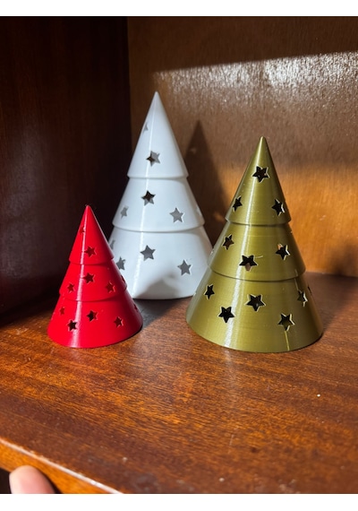 En-cag 3 Boyutlu Çam Ağacı Tealight Mumluk Seti Yılbaşı Dekoratif Mum Tutucu Bss Çok Renkli