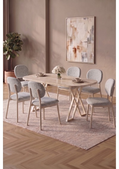Hooli 90x168 Traverten Mdf Masa, Metal X Ayak, Metal Sandalye, 6 Kişilik Mutfak Masası Takımı Ve Yemek Masası Takımı Açık Gri Hooli 90x168 Traverten Mdf Masa, Metal X Ayak, Metal Sandalye, 6 Kişilik Mutfak Masası Takımı Ve Yemek Masası Takımı Açık Gri
