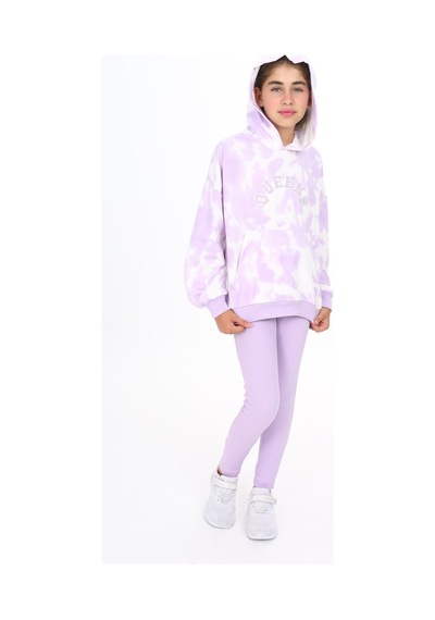 Toontoy Kids Toontoy Kız Çocuk Batik Desenli Taytlı Takım Lila