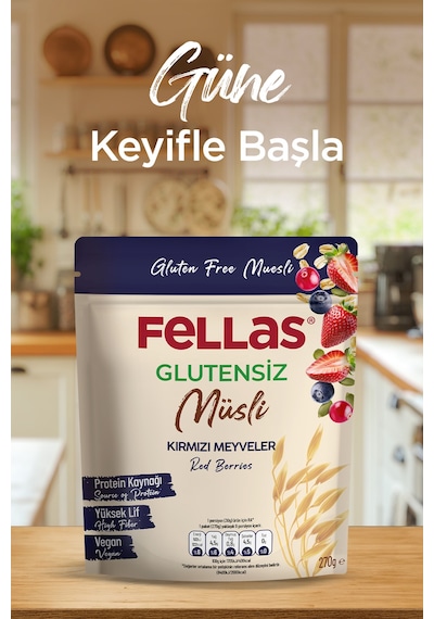Fellas Glutensiz Müsli - Kırmızı Meyveli 270g