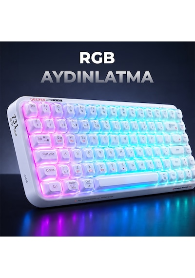 Geezer Crystal Kablolu/kablosuz Bt Wireless Bağlantı Türkçe Q Klavye Beyaz Sk-731ctm