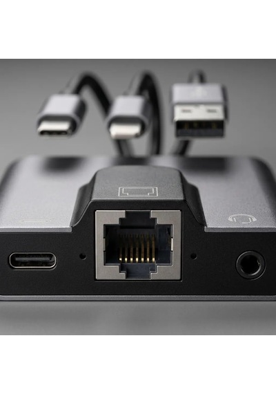 Lexroo Type-c - Rj45 Ethernet Adaptörü & 3.5mm Ses Girişli Pd Şarj Destekli Usb-c Hub/docking
