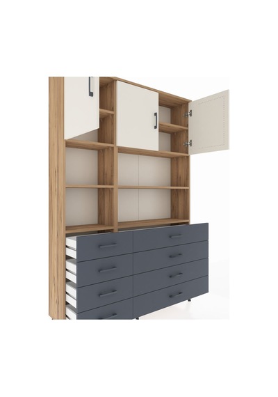 Arges Dolap 8 Raflı 8 Çekmeceli 3 Kapaklı 132x30x195 Çam-aytaşı/antrasit Aytası/antrasıt Arges Dolap 8 Raflı 8 Çekmeceli 3 Kapaklı 132x30x195 Çam-aytaşı/antrasit Aytası/antrasıt
