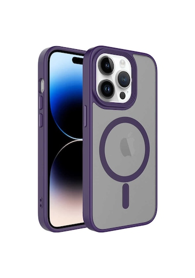 Apple Uyumlu iPhone 14 Pro Kılıf Mat Arka Yüzey Wireless Şarj Özellikli Kapak Flet M-safe Gri