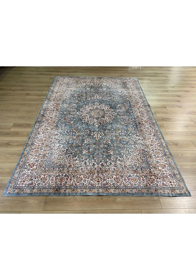 Çam Halı Dream 32-033 Etnik Eskitme Desenli Dokuma Tabanlı Yıkanabilir Şönil Salon Ve Oda Halısı Koyu Mavi