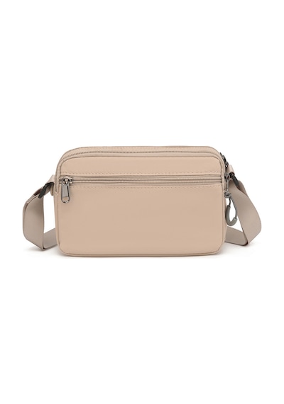 Smart Bags Bej Hafif Kumaş Çok Cepli Küçük Boy Günlük Kadın Çapraz Çanta