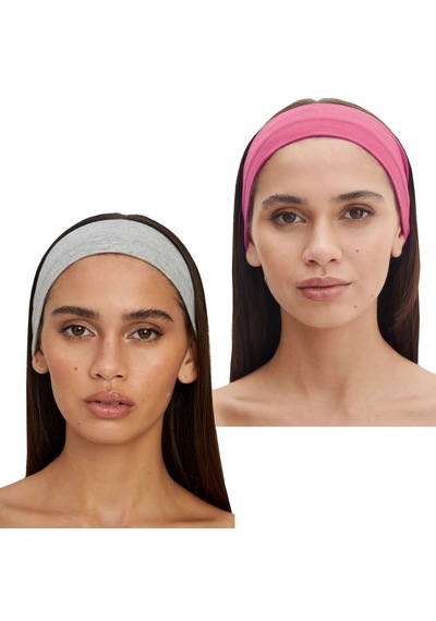 2li Saç Bandı Kadın Kombin Kafa Bantları Saç Bandı Gri & Pembe Gri - Pembe