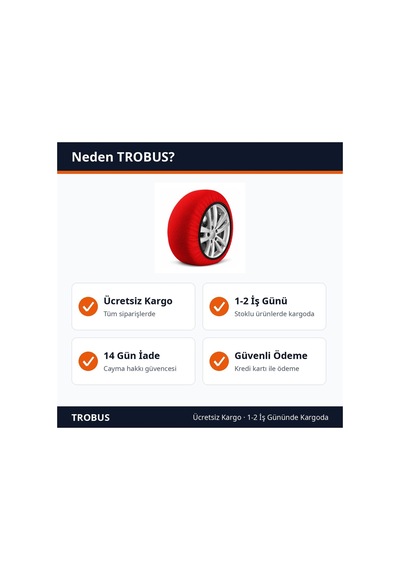 Trobus Oto Lastik Kar Çorabı Anti Patinaj Xxl Beden Kırmızı