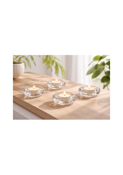 Bladfagel Tealight Modern,pinterest,viral Çiçek Şeklinde 1 Adet Mumluk Ve 1 Adet Mum 3cm Şeffaf Beyaz - 832512085 Beyaz