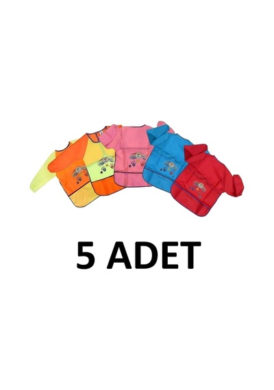 5 Adet Su Geçirmez 4-6 Yaş Boyama Önlüğü Karışık Renk Resim Önlüğü