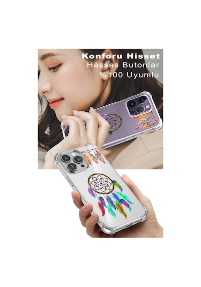 Prinrify Apple Uyumlu iPhone 11 Pro Max Nazar Boncuğu 6 Baskılı Şeffaf Köşe Korumalı Antişok Kılıf