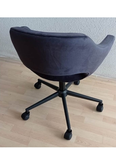 Kamusalmarket Sekreter Koltuğu Siyah Metal Ayaklı Döküm Sünger