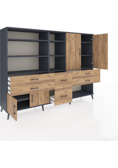 Hyperion Dolap 10 Raflı 6 Çekmeceli 4 Kapaklı 220x44x163 Antrasit Antrasit-çam Hyperion Dolap 10 Raflı 6 Çekmeceli 4 Kapaklı 220x44x163 Antrasit Antrasit-çam