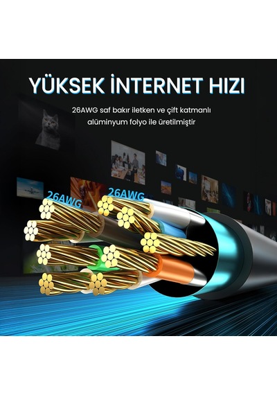 Cat8 40gbps 2000mhz Stp Rj45 Ethernet Kablosu 1 Metre