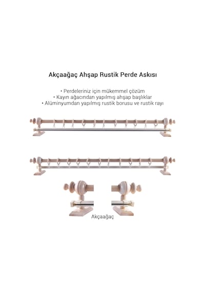 Perdejim Ahşap Rustik Perde Askısı - Rustik Borusu - Raylı Ve Raysız