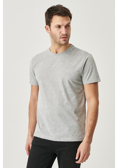 AC&Co / Altınyıldız Classics 4A4800000001GMJXS Slim Fit Bisiklet Yaka Pamuklu Erkek Tişört Gri Melanj