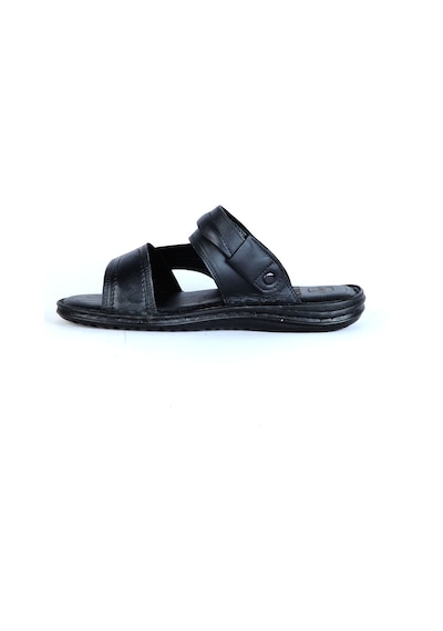 Moda Ayakkabı 01142 Siyah %100 Deri Yazlık Günlük Erkek Terlik 001
