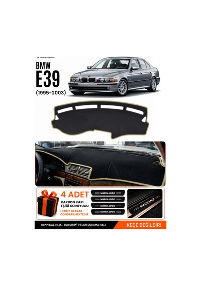Bmw E39 1995-2003 Uyumlu Torpido Koruma, Torpido Örtüsü, Torpido Kılıfı - Siyah Bej