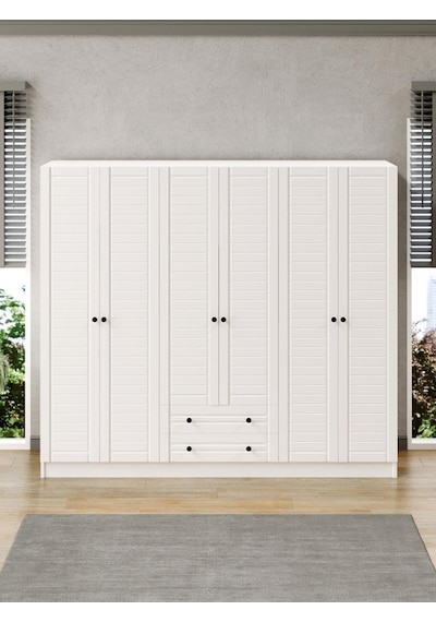 Kuzeylife Elegante Modern Tasarımlı Membran Kapaklı 6 Kapılı Gardırop (52 cm Derinlik) Kuzeylife Elegante Modern Tasarımlı Membran Kapaklı 6 Kapılı Gardırop (52 cm Derinlik)