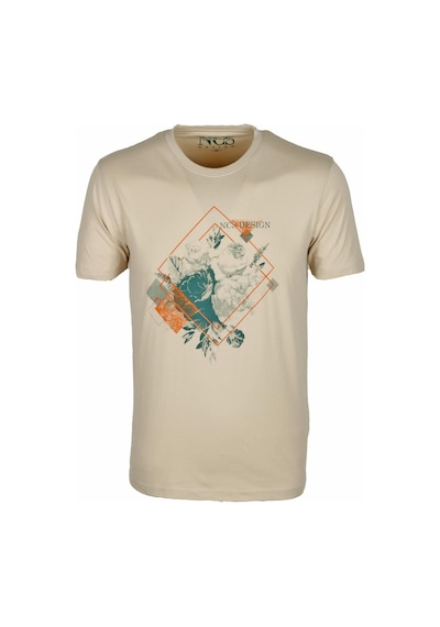 Ncs Bej Bisiklet Yaka Baskılı Slim Fit T-shirt Ncs 1194-bej Bej