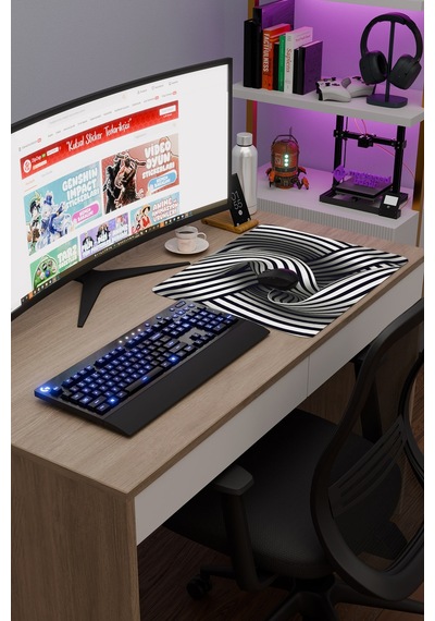 Realistik Çizgi Kaymaz Dikişli Kauçuk Oyuncu Mousepad V5 - 48x40 Xl Gaming Mouse Pad Fare Altlığı
