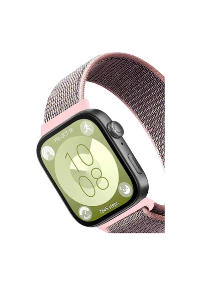 Huawei Fit 4 Hasırlı Cırtcırtlı Kordon Saat Değildir - Pembe