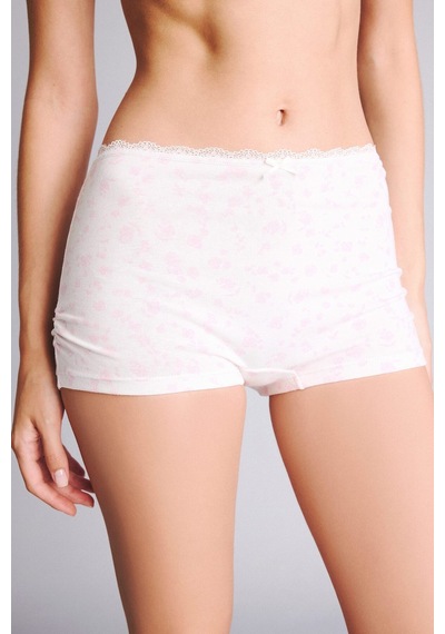 Defacto Çiçek Desenli Dantel Detaylı Penye Açık Pembe Boxer H6474ax26sppn648 Pembe-pn648