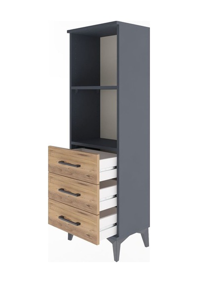 Arges Dolap 2 Raflı 3 Çekmeceli 44x30x134 Antrasit-çam Antrasit