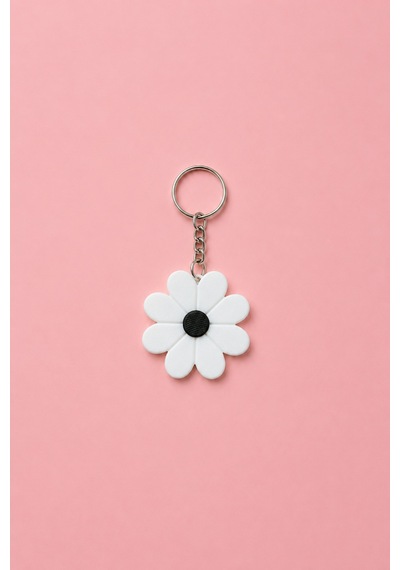 Tarzınıseç 3d Beyaz Papatya Anahtarlık Charm 2'li Set