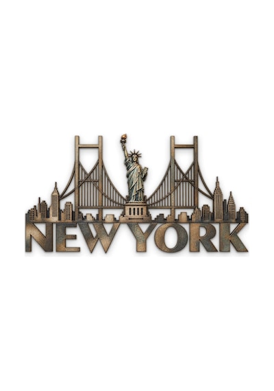 New York Ve Özgürlük Heykeli - Metal Tablo - Dec0201 120 X 64 Cm Çok Renkli