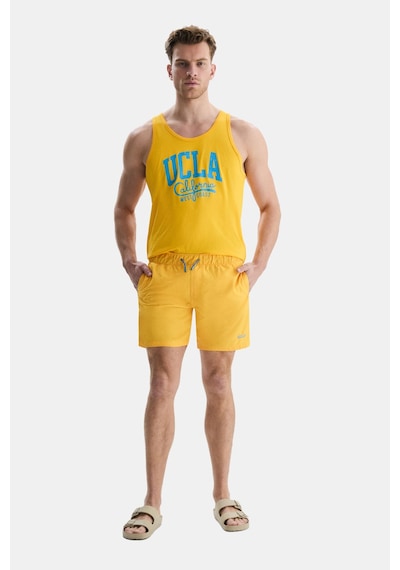 Ucla Perkıns Sarı Deniz Şort Nakışlı Standard Fit Erkek Deniz Şort Sarı