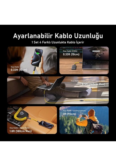 The Future Creative Power 8-in-1 240w Type-c To Type-c Pd 3.1 Süper Hızlı Şarj/data Kablo Seti