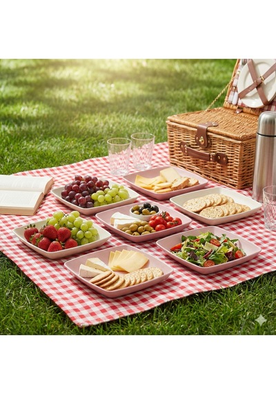 6 Lı Kare Yemek Tabağı Seti 17.5 Cm - Mikrodalga Ve Derin Dondurucuya Uygun Bpa Free Kırılmaz Tabak çok renkli