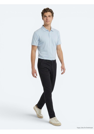 Kip Lacivert Dokuma Jogging Fit Casual Pamuk Karışımlı Pantolon Lacivert -