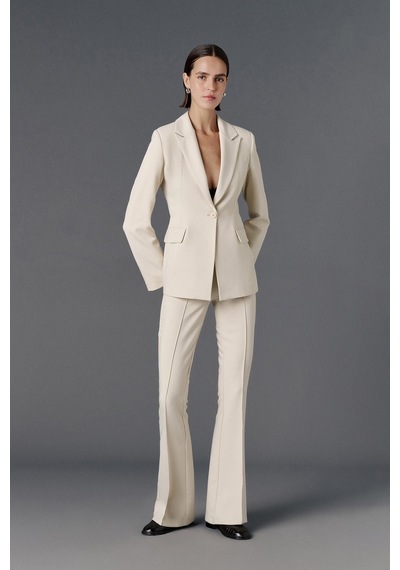 Vatkalı Fitted Kesim Blazer Ceket-20468 Bej