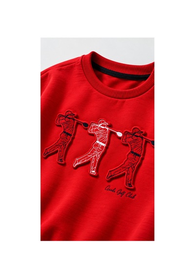 Overdo Kids Erkek Çocuk Kabarma Baskılı 2ip Sweatshirt Kırmızı