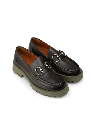 Deery Kadın Yeşil Hakiki Deri Tokalı Loafer - 02037zyslc01